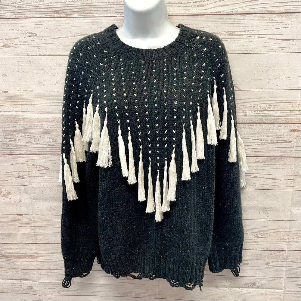 Wildfox effi tassel fringe knit sweater